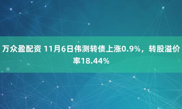 万众盈配资 11月6日伟测转债上涨0.9%，转股溢价率18.44%